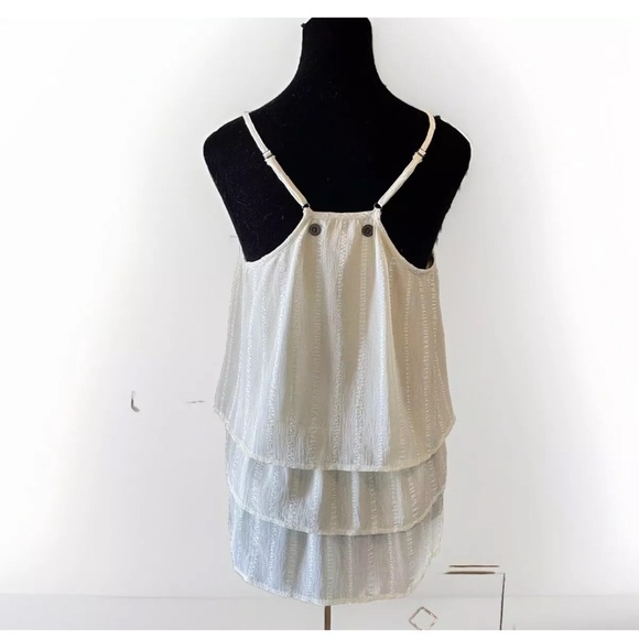Tulle Tank Top Blouse M Cream Spaghetti Strap Layered Dainty Coquette Boho EUC - Picture 2 of 8